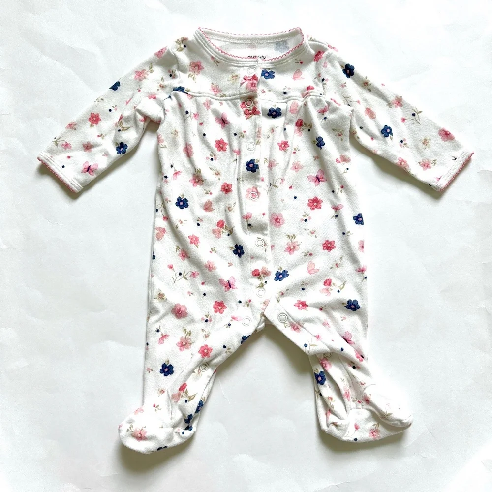Carter's Baby Girl Pajamas Footed One Piece Floral Sleeper Size 3M Carter's